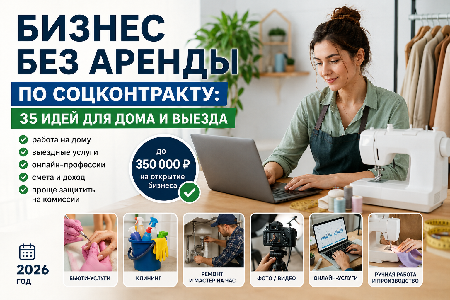 Бизнес без аренды по социальному контракту: идеи для дома и выезда в 2026 году
