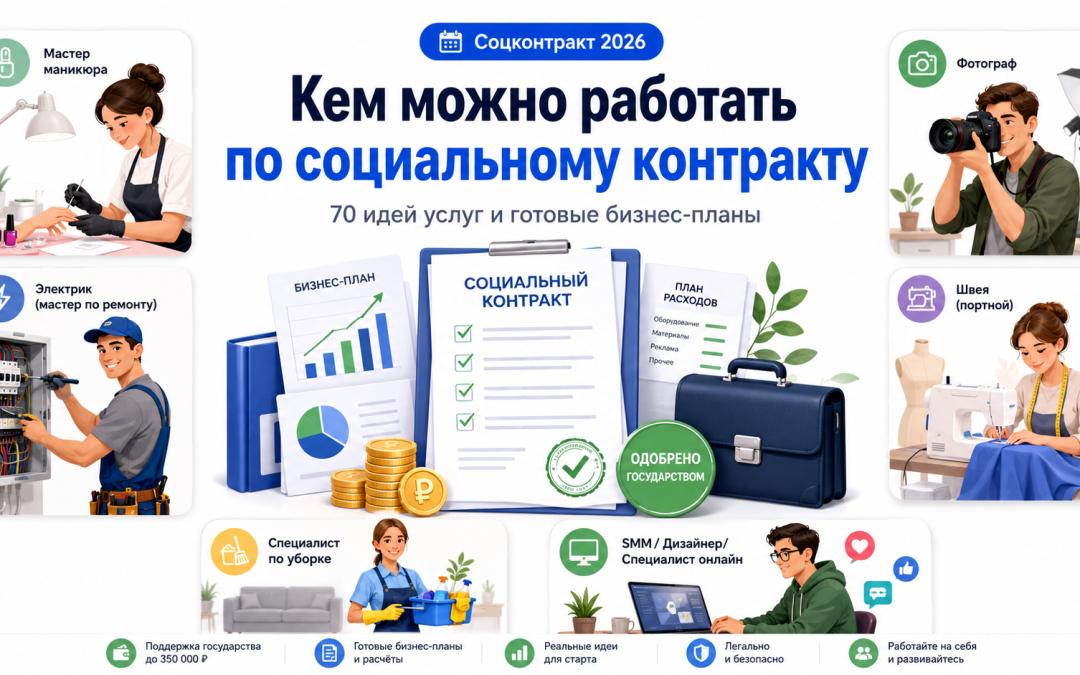 Кем можно работать по социальному контракту в 2026 году: 70 идей услуг и бизнес-планы