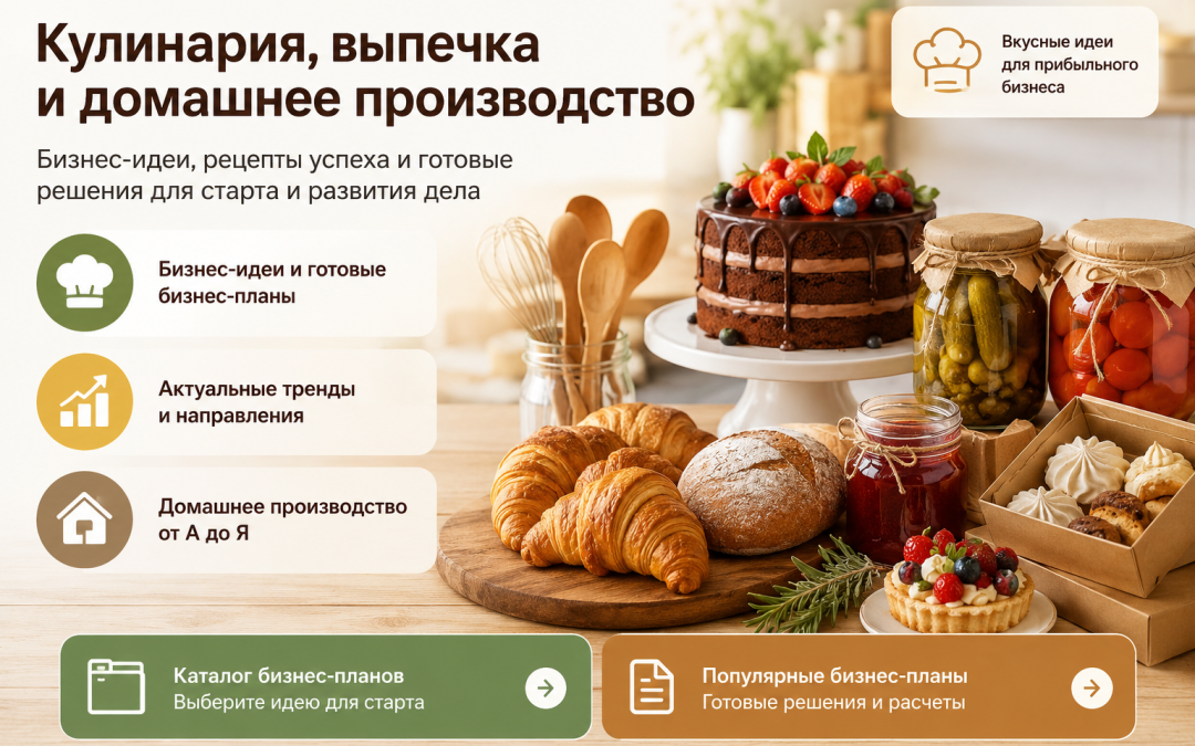Социальный контракт на кулинарию, выпечку и домашнее производство: бизнес-планы, смета и идеи