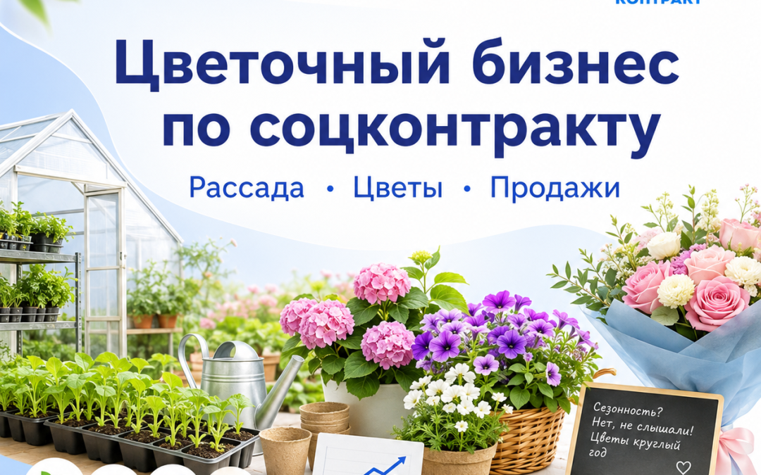 Цветочный бизнес по социальному контракту: выращивание рассады, цветов и продажи