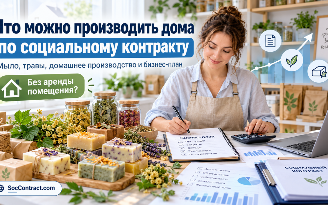 Что можно производить дома по соцконтракту без аренды? Таблица 32 идей, мыло и травы, сиропы, документы, маркировка и пример сметы на 350 000 ₽.