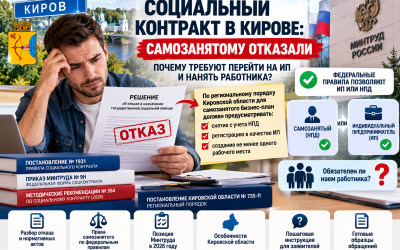 Самозанятому отказали в соцконтракте в Кирове: ИП и работник обязательны?